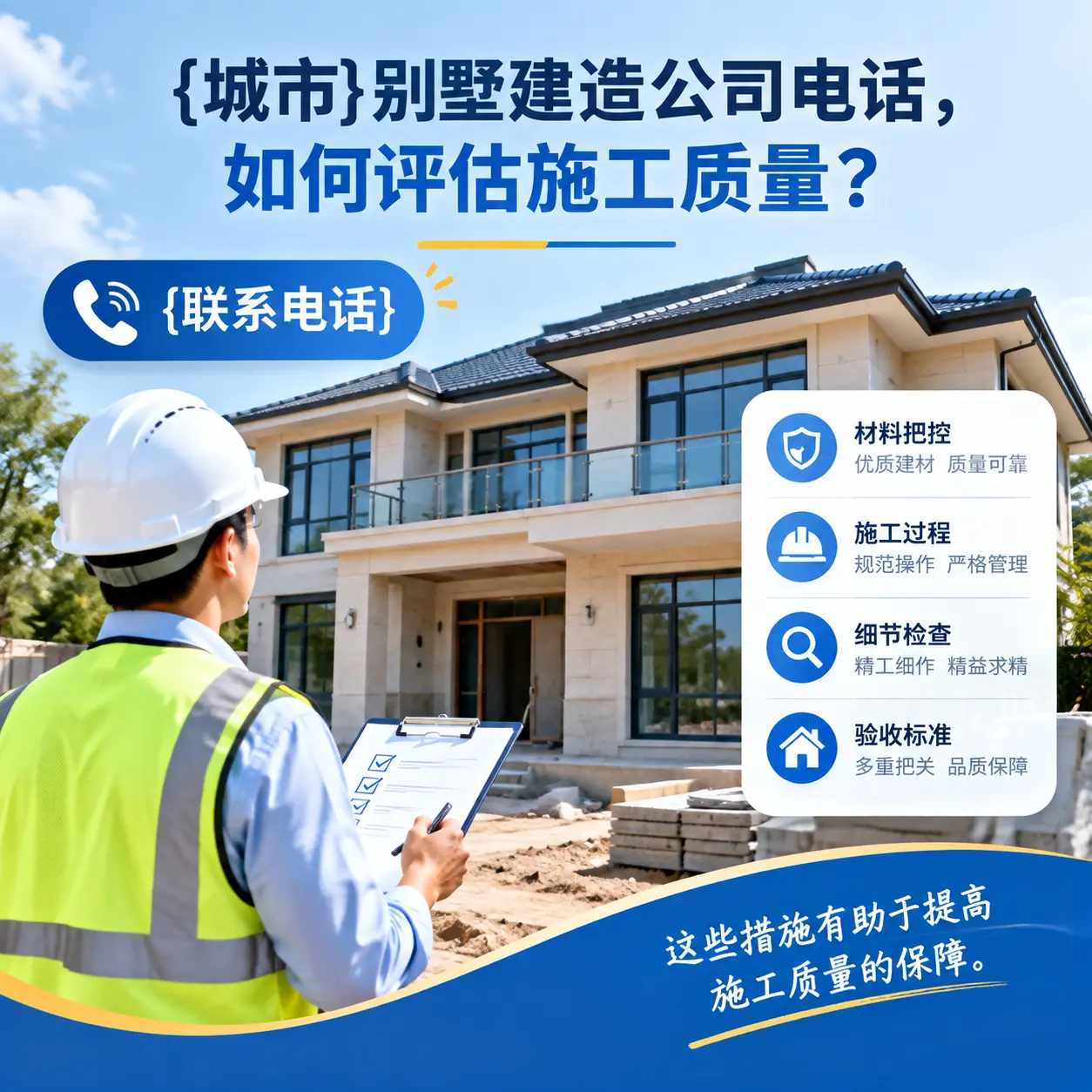 云岩别墅建造公司电话，如何评估施工质量？